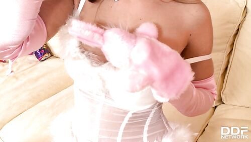 Easter Bunny Solo: Eve Angel Toys With Her Trimmed Pussy