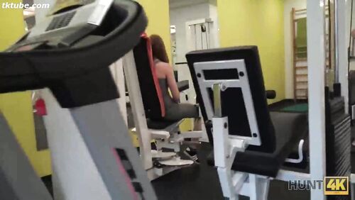 A girl has sex with a stranger in front of her boyfriend at the gym.