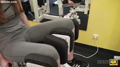 A girl has sex with a stranger in front of her boyfriend at the gym.