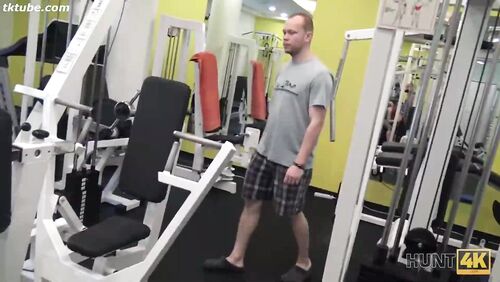 A girl has sex with a stranger in front of her boyfriend at the gym.
