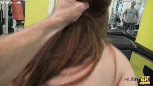 A girl has sex with a stranger in front of her boyfriend at the gym.